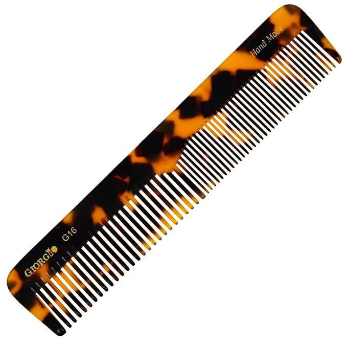 Giorgio G16 Fine Tooth and Wide Tooth Detangler Comb - Hair Comb for Men and for Women - Ideal as a Hair Styling Barber Comb and Detangler - Saw Cut and Handmade (Yellow Tokyo)