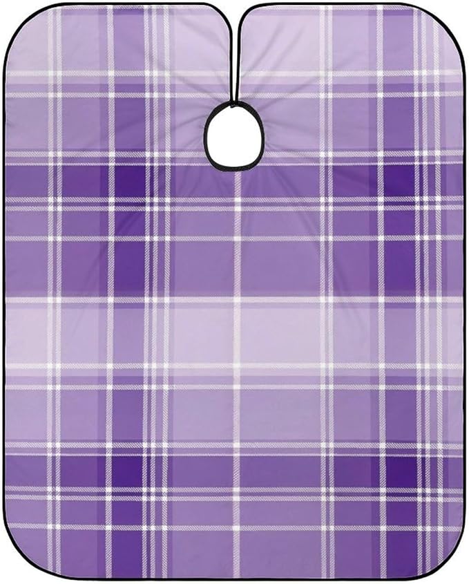 Men Women Adults Purple Tartan Plaid Scottish Pattern Salon Haircut Capes, Lightweight Hairdressing Haircut Apron for Hairdressers, Profession Barbershop Supplies