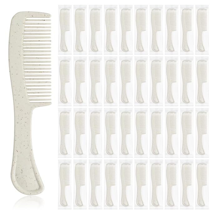 Combs in Bulk Individually Wrapped, 200 Pack Disposable Hair Combs for Hotel, Salon, Home Care and Travel (Wheat)