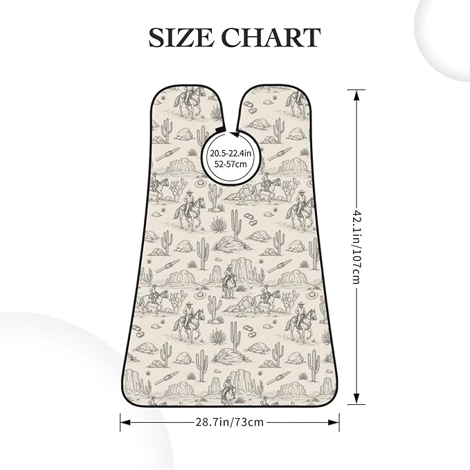 Beard Trimming Catcher Apron, Waterproof Non-Stick Grooming Bib for Shaving, Ideal for Men Dad Father’s Day, Western Desert Cowboy Riding Horses Shave Bib