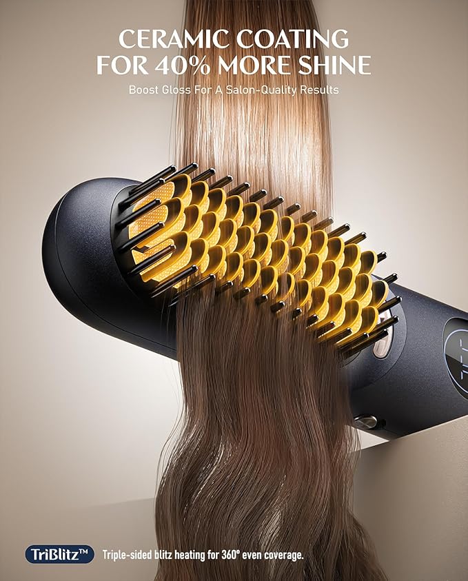 Fanttik Solo I10 APEX Portable Hair Straightener Brush, Cordless Straightening Comb with 113% Larger Heating Area, LED Display & Ceramic Coating, Ionic Technology & Safe Mode - Midnight