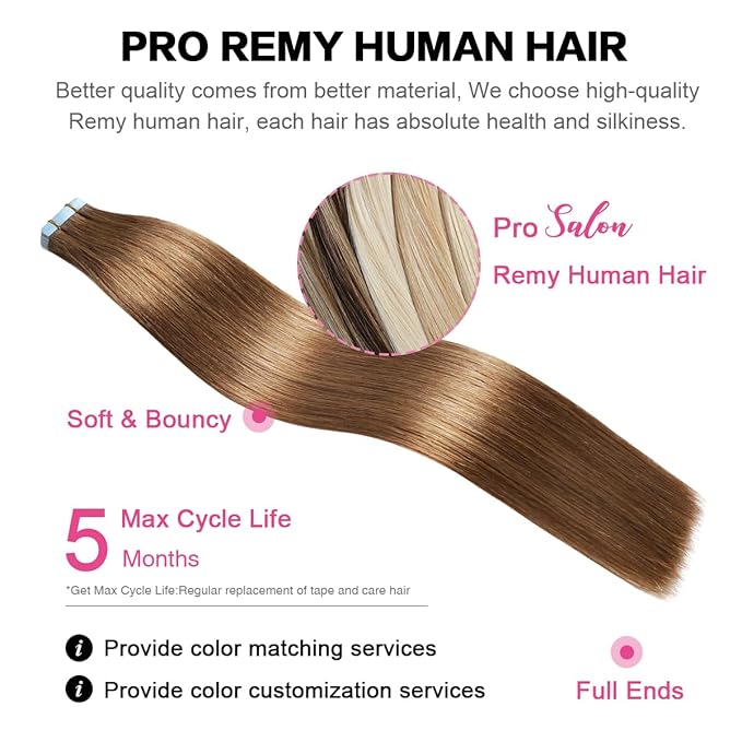 SUYYA Tape in Hair Extensions Human Hair Chestnut Brown 100% Remy Human Hair 20 inches 20pcs 50g/pack Straight Seamless Skin Weft Tape in Extensions(20 inches #6 Medium Brown)