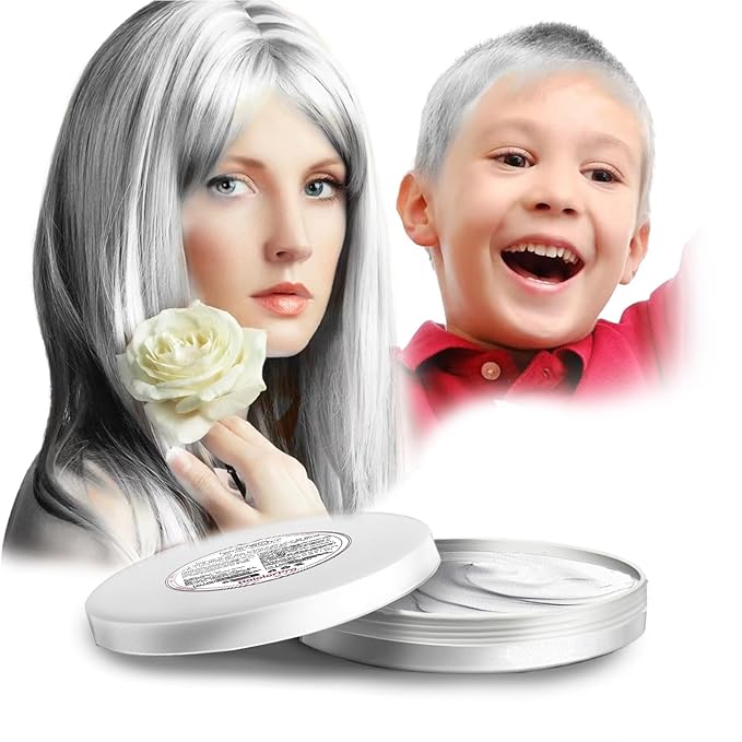 White Hair Color Wax Washable, Temporary Hair Color Dye for Kids, Natural Instant Color Wax Hairstyle Cream Hair Pomades for Women & Men Party Cosplay Halloween, Gifts for Teens