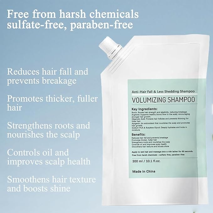 Trichology Volumizing Shampoo，Anti-Hair Fall & Less Shedding Shampoo，Enriched with Multiple Plant Extracts to Promote Hair Growth while Regulating Scalp Oil Production and Nourishing the Scalp，300ml