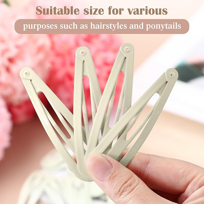 WILLBOND 30 Pieces 3.1 Inch Large Metal Snap Hair Clips Nonslip Barrettes Women Hair Accessories (White)