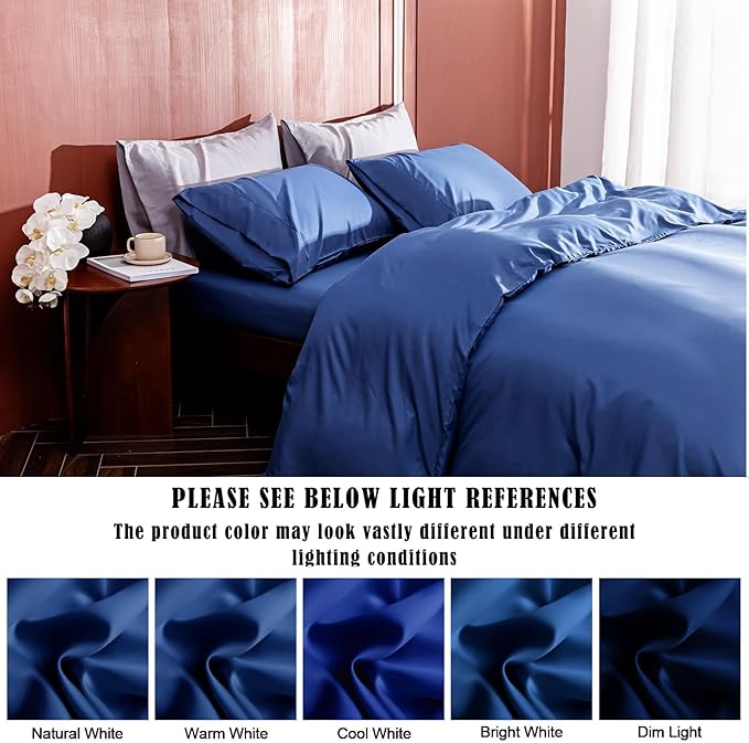 TELUS Pillow Cases Standard Size 2 Pack, Bamboo Rayon Cooling Pillowcases with Envelope Closure, Cool Breathable Pillow Case for Hot Sleeper & Night Sweats, 20x26 inch, Deep Blue