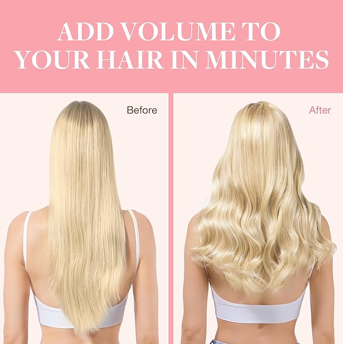 GOO GOO Clip in Hair Extensions Real Human Hair, Remy Human Hair Extensions Clip ins for Women, Natural Human Hair, 18inch 120g 7Pcs, 613R Bleach Blonde