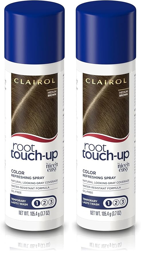 Clairol Root Touch-Up Temporary Hair Coloring Spray, Medium Brown Hair Color, Pack of 2
