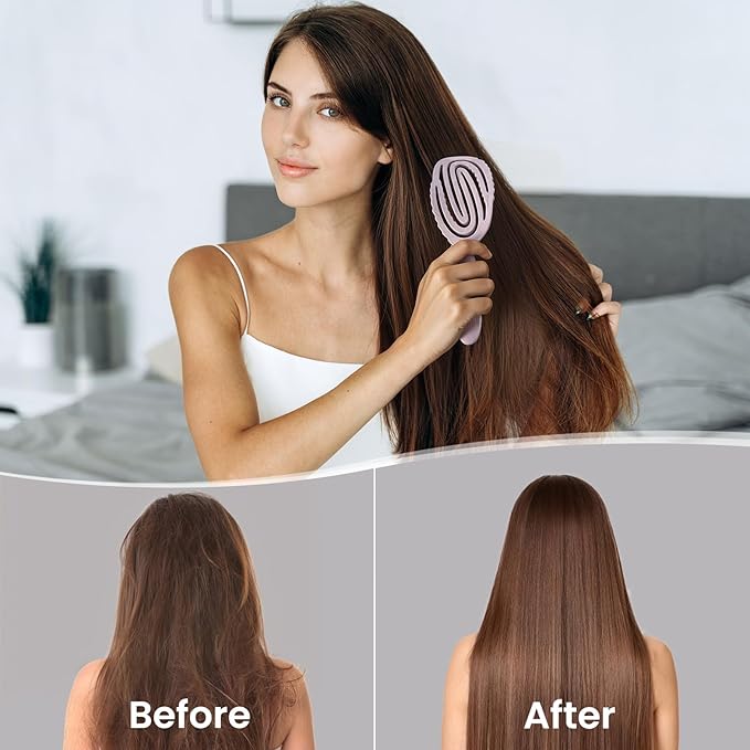 AIMIKE Hemp-Relax Detangler Hair Brush, Eco-Friendly Detangling Brush for Wavy Straight Hair, Vented Hairbrush w/Soft Bristles, Glide Through Tangles with Ease for Women, Kids, Wet & Dry Hair