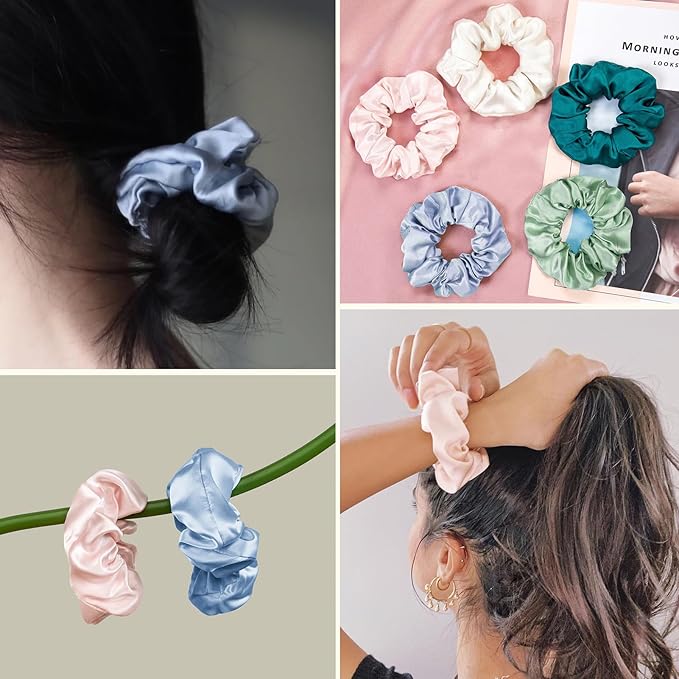 LILYSILK Silk Hair Scrunchies/Ties for Frizz & Breakage Prevention, 100% Mulberry, No Damage, Elastic ponytail Holders, 1Pc, Pale Pink