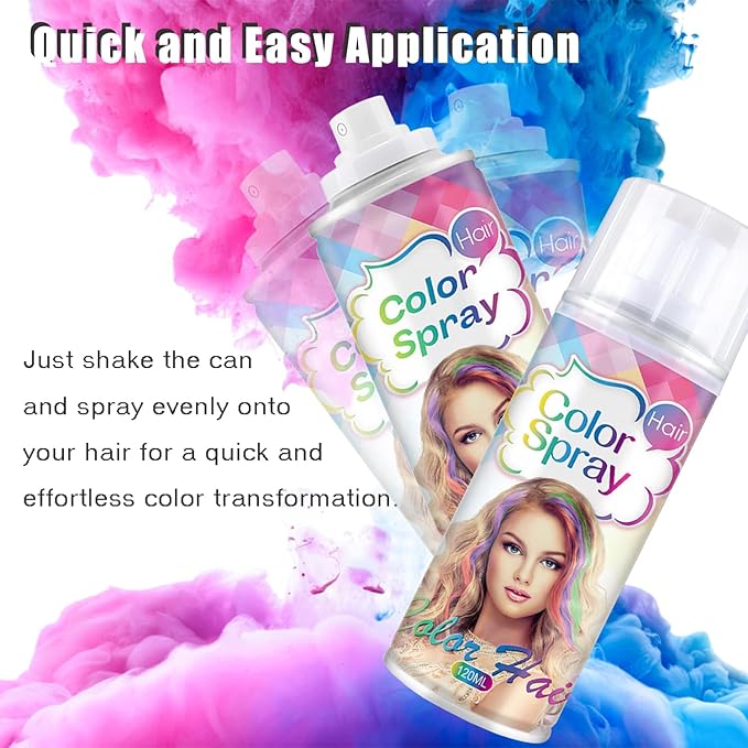 Temporary Hair Color Spray, Gray Hair Dye Pomades for Kids and Women-Perfect for Cosplay, Christmas, and Halloween Parties, Natural Washable Quick-Drying, One-Time Use in one wash (Gray, 120ml)