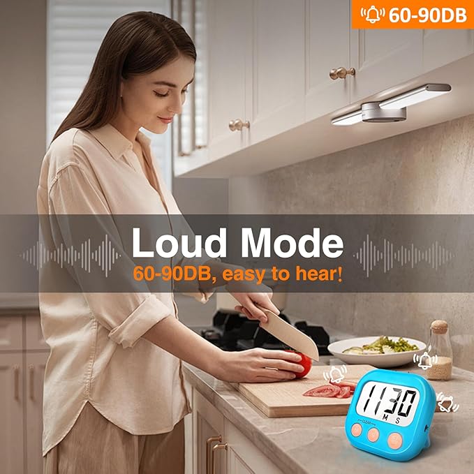 12 Pack Kitchen Timers Loud Ring Digital Timers for Cooking Magnetic Blue