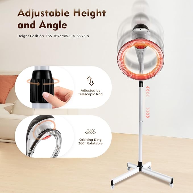 Stand Hair Dryer, 360° Orbiting Rotating Hair Processor, 950W 110V Salon Drying Perming Machine Multifunctional Adjustable Hair Steamer Salon Hair Equipment for Scalp Care, Permed Colored Hair