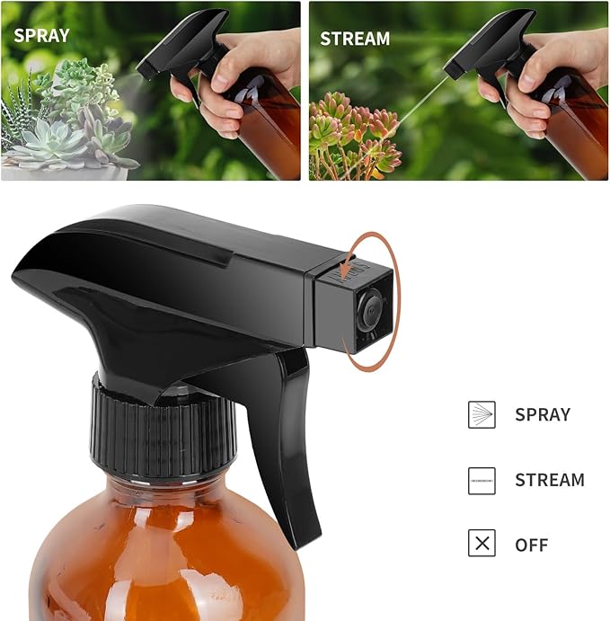 Mister Spray Bottle - 8.4oz Refillable Bottle for Hair, Plants, Cleaning Solutions, Essential Oils, Hair Mister, Adjustable Nozzle with Glass Misters 2oz per Unit, Funnel, Dropper