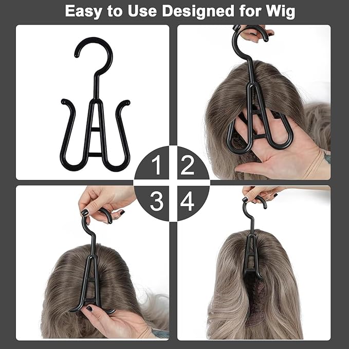 Jonley 4Pcs Extra Long Wig Storage Bags with Hanger, Wig Storage for Multiple Wigs, Wig Bag with Hook Storage, Breathable and Easy Carry Home Hair Salon Travel Use (Black 31.5in)