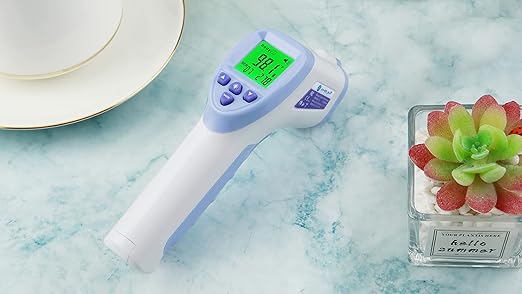 Amplim Digital Forehead Thermometer for Kids, Adults, and Babies - Touchless, Non-Contact Fever Thermometer with Temporal Head Function - No-Touch Thermometer for Accurate Temperature