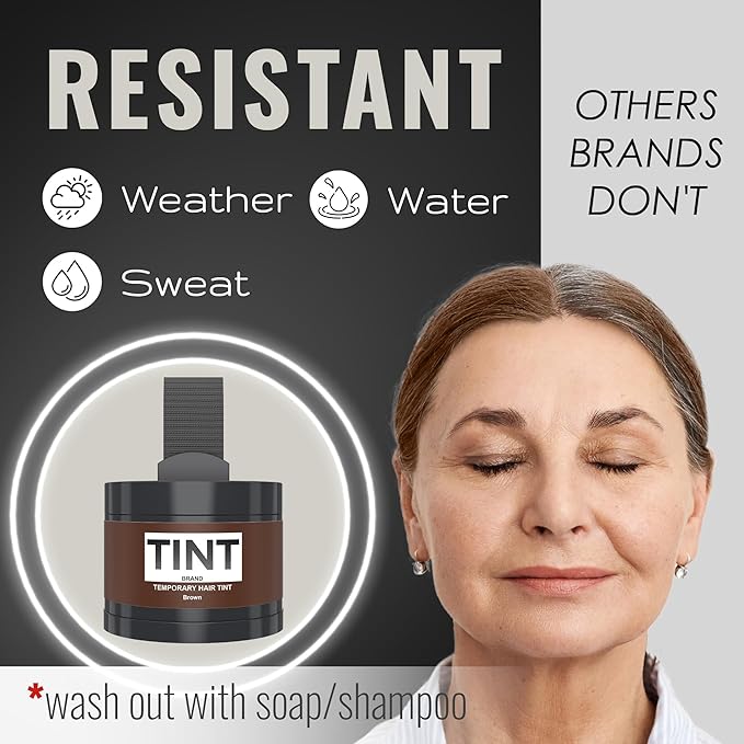 TINT Root Cover Up Hair Powder for Women & Men, Brown, Gray Hair Concealer, Root Touch Up Powder