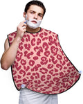 Non-Stick Beard Shaving Bib, Hair Catcher Apron with Suction Cups, Waterproof Grooming Tool for Men Husband, Pink Rose Gold Glitter Pattern Cheetah Leopard Print Shave Bib
