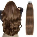SUYYA Tape in Hair Extensions Human Hair Chocolate Brown Remy Human Hair 18 inches 50g 20pcs Straight Seamless Skin Weft Tape in Human Hair Extensions(18 inches #4 Dark Brown)