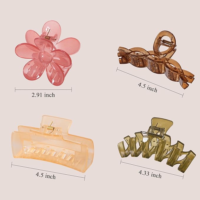8PCS Hair Clips for Women, Flower Claw Clips for Thick Hair, Non-Slip Hair Accessories with Multi-Styles, Colorful Hair Claw Clips and Variety Pack, Ideal for Girls