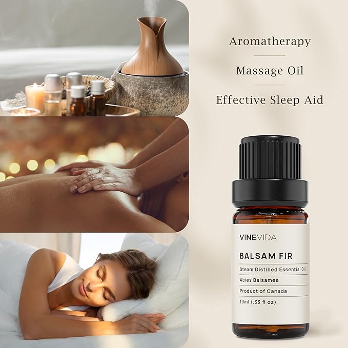 VINEVIDA Balsam Fir Essential Oil 10 mL - Undiluted Balsam Fir Oil 10 mL - Balsam Fir Candle Oil Scent - DIY Candle Scents for Candlemaking - 10 mL Essential Oil for Soap Making Safe for Skin