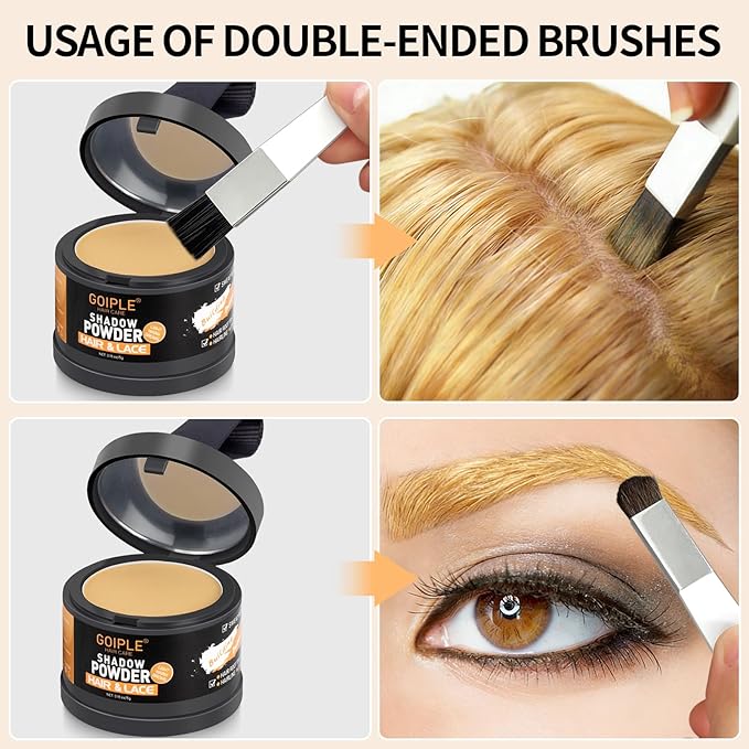 Root Cover Up Powder Hairline Powder for Women Root Touch Up Hair Color for Bald Spots, Eyebrows, Beard Line, Light-Blonde Hair Fibers for Thinning Hair Shadow Cover Up 2 Pack (Light Warm Brown)