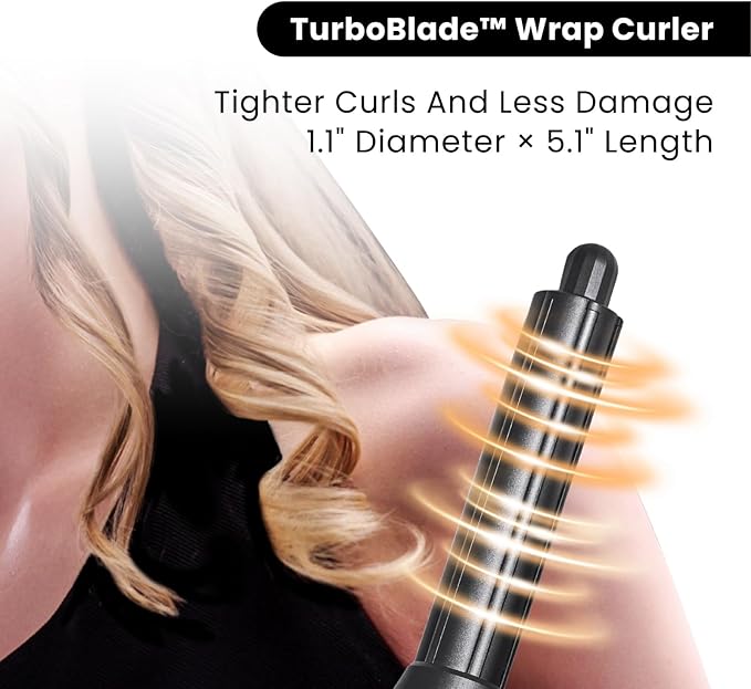 GLAMUP® FusionPro™ 6 in 1 Hot Air Styler- Wrap Curler & Thermal Brush Straightener, High Speed Hair Dryer, Round Brush, Volumizer, Hair Styling Gift Set with Travel Bag, Blow Dryer Brush
