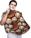 Non-Stick Beard Bib for Shaving, Baseballs Shave Bib, Waterproof Hair Catcher with Suction Cups, Grooming Apron Men Husband