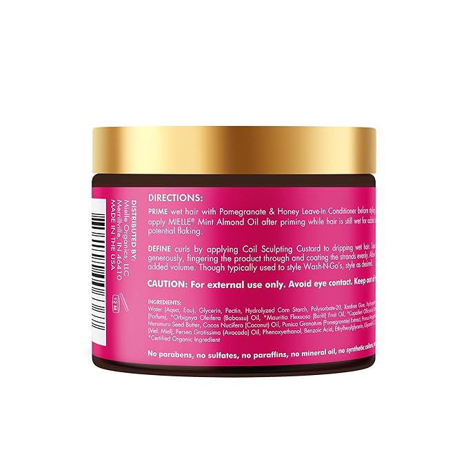 Mielle Organics Pomegranate & Honey Curl Cream - Coil & Curl Defining Hair Cream for Type 4 Hair - Hydrates, Controls Frizz, Conditions & Adds Shine (12 Fl Oz)
