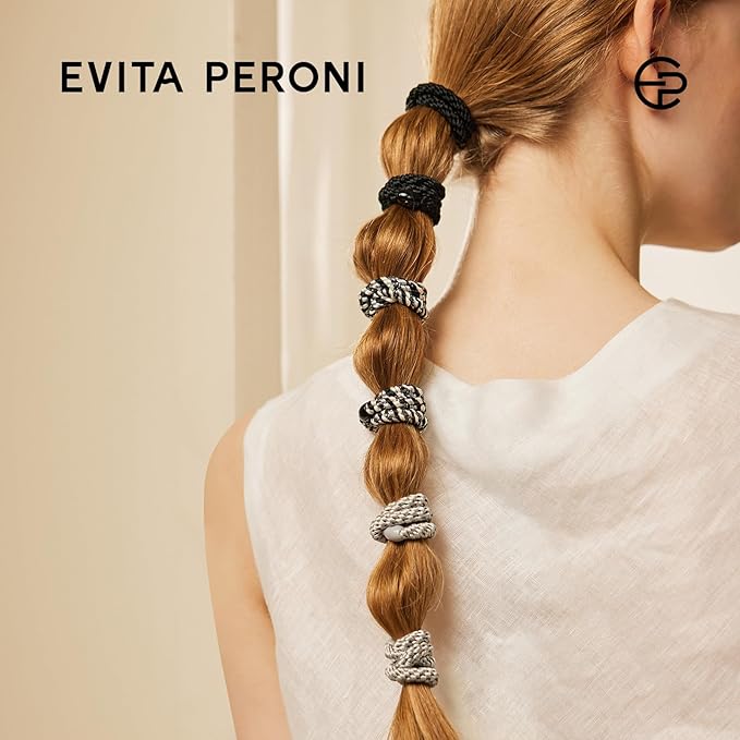 EVITA PERONI Hair Ties 12 Pcs Set, High Elastic Ponytail Holders, Hair Ties No Damage, Elastic Ties for Thick Hair Women Men, Gifts for Mother Sister Girlfriend (Light Coffee)