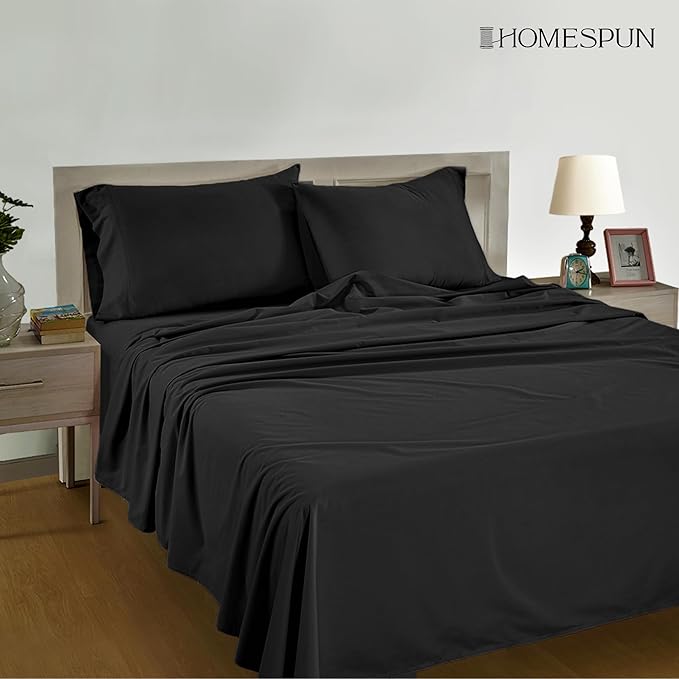 Lane Linen 100% Organic Cotton Black Pillow Cases - Set of 2 - 20"x26"
