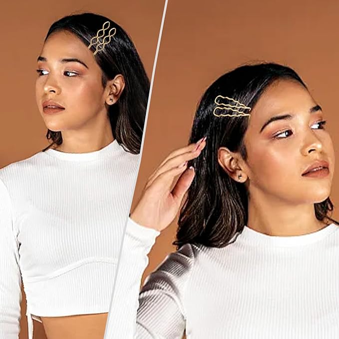 18 PCS Geometric Metal Gold Hair Styling Pins Women Girls Preppy Pearls Hair Clips Bridal Elegant Hair Barrette Set Minimalist Bobby Pins Dainty Hair Accessories