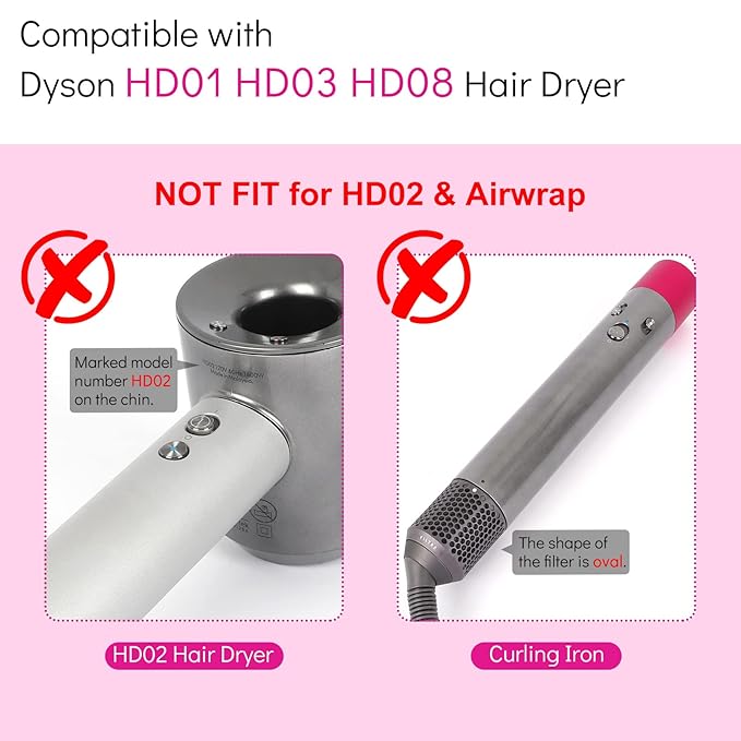 Hair Dryer Filter Replacement for Dyson Supersonic HD01 HD03 HD07 HD08 Models, Hair Dryer Outer Filter Cage Replacement Parts (Black)