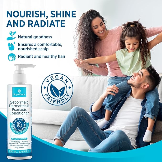 Roycederm Seborrheic Dermatitis Psoriasis Conditioner: Scalp Treatment for Folliculitis Psoriasis Dry Itchy Scalp Oily Hair - Dandruff Conditioner for Healthy Hair