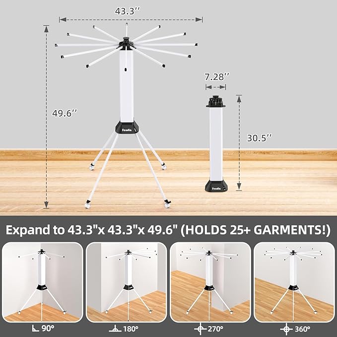 Clothes Drying Rack Foldable & Collapsible Drying Racks with 4-Leg Octopus Design, Large Capacity Space Saving Indoor Drying Rack for Bedroom,Balcony,Laundry for Indoor/Outdoor Use (White)