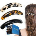 Large Hair Barrettes for Women Beautiful Lines Simple Retro Classic Snap French Hair Clips, Fashion Hair Accessories for Women Thick Hair 3 Pcs (HJ-Tortoise Shell)