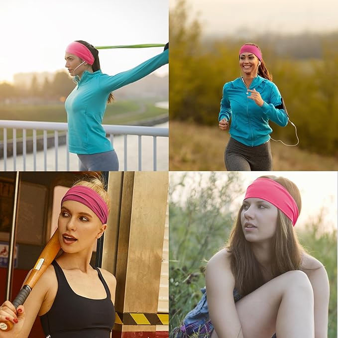 DRESHOW Yoga Sports Headbands for Women Elastic Non-Slip Headbands Workout Running Hair Bands 6 Pack