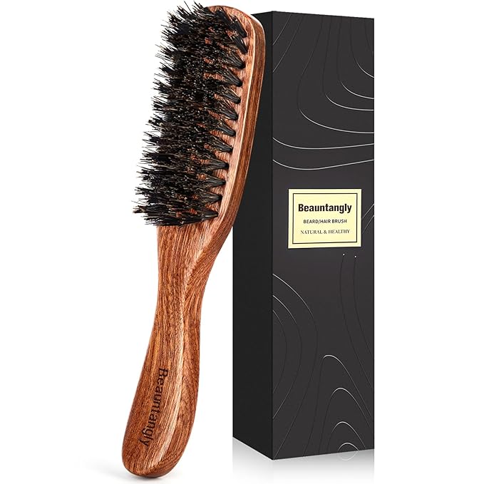 Hair Brush for Men, 100% Boar Bristle Hair Brush for Men Women’s Hair Smoothing, Styling, Detangling, Moisturizing, Adding Shine, Improving Blood Circulation, Promoting Hair Growth