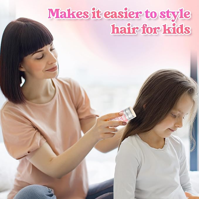Hair Wax Stick, Slick Back Hair Brush, Wax Stick for Flyaways, Rat Tail Comb Edge Brush Styling Tool Set Accessories for Women Girls(Pink)