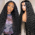 SOSATISFY Deep Wave Lace Front Wigs Human Hair 4x4 HD Transparent Lace Closure Wigs Glueless 180% Density Wigs for Black Women Pre Plucked with Baby Hair (26 inch)