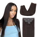 Lashey Seamless Clip in Hair Extensions Real Human Hair, #2 Dark Brown Straight 110g 7pcs 22 Inch Soft Long Hair Extensions with 100% Real Human Hair for Black Women