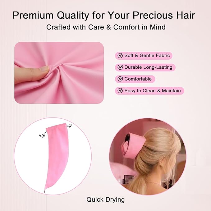 Waterproof Hair Sleeve for Long Hair, Crown Washing Shower Cap Ponytail, Reusable Adjustable, Quick Root Refresh for Shower Gym Travel Pool Beach, Time Saver (Purple+Pink, 2PC)
