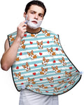 Strong Suction Cup Beard Grooming Bib, Non-Stick Hair Catcher, Waterproof, for Shaving, Cute Cartoon Lovely Corgi Dogs and Hearts