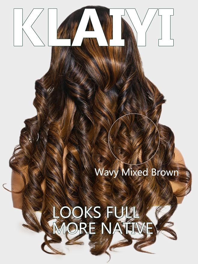 KLAIYI Pre Everything 13x4 Glueless Wig Ombre Brown Body Wave Pre Cut Lace Front Wigs Human Hair Pre Plucked Pre Bleached Wear and Go Wig with Dark Roots 12A Highlight Balayage 3S Ready To Wear 26Inch