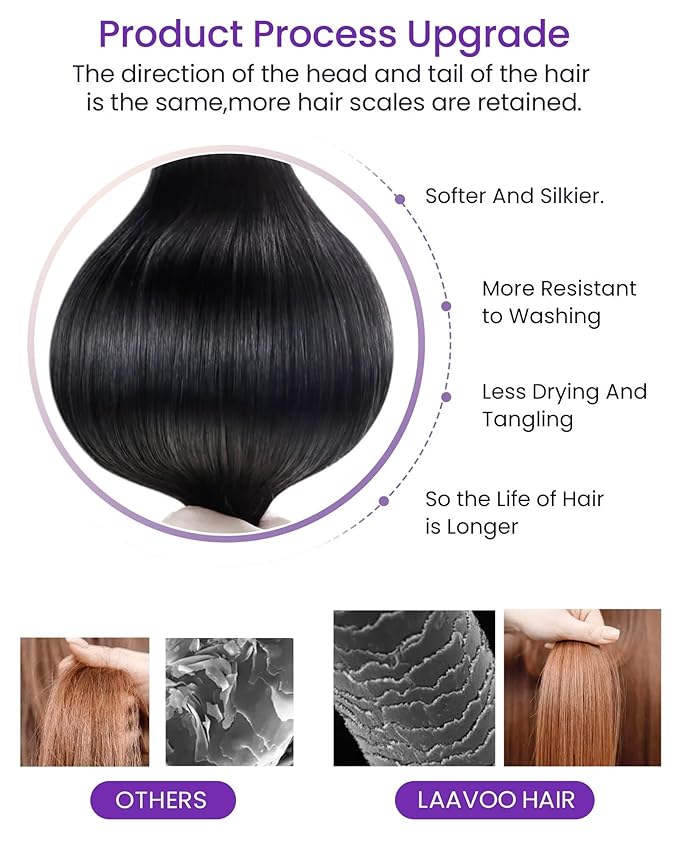 LaaVoo Tape in Hair Extensions Human Hair Ombre Tape in Extensions Black to Chestnut Brown Mixed Caramel Blonde 18inch 20pcs/50g