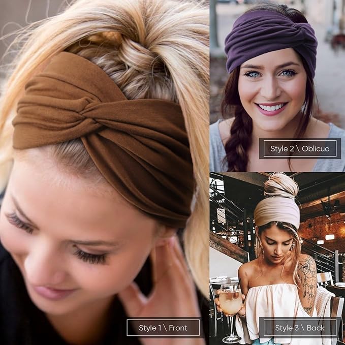 Extra Wide Headbands for Women Large Turban Headband Non Slip Boho Elastic Hairband Hair Twisted Knot Head Bands Accessories