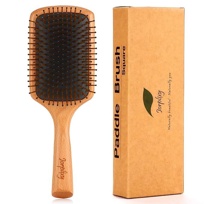 Hair brush for Men and women,Wet Brush with Wooden Handle, Curly Hair brush, Air Cushion Brush, Wooden Paddle for Thick/Thin/Fine, Wet & Dry Styling, Square Large brush