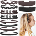 LAPOHI 10 PCS Fashion Black Brown Effortless Plastic Headbands with Teeth Comb Black Skinny Headbands No Slip Hair Bands for Women Men Teen Girls