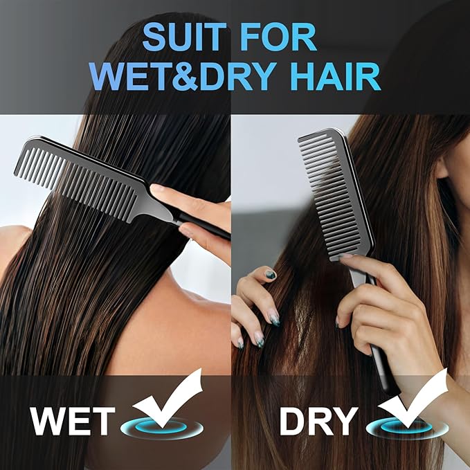 Hair Comb for Women and Men, Durable Detangling Hair Comb with Handle, Large Detangler Comb for Thin Straight Short Hair(Black)