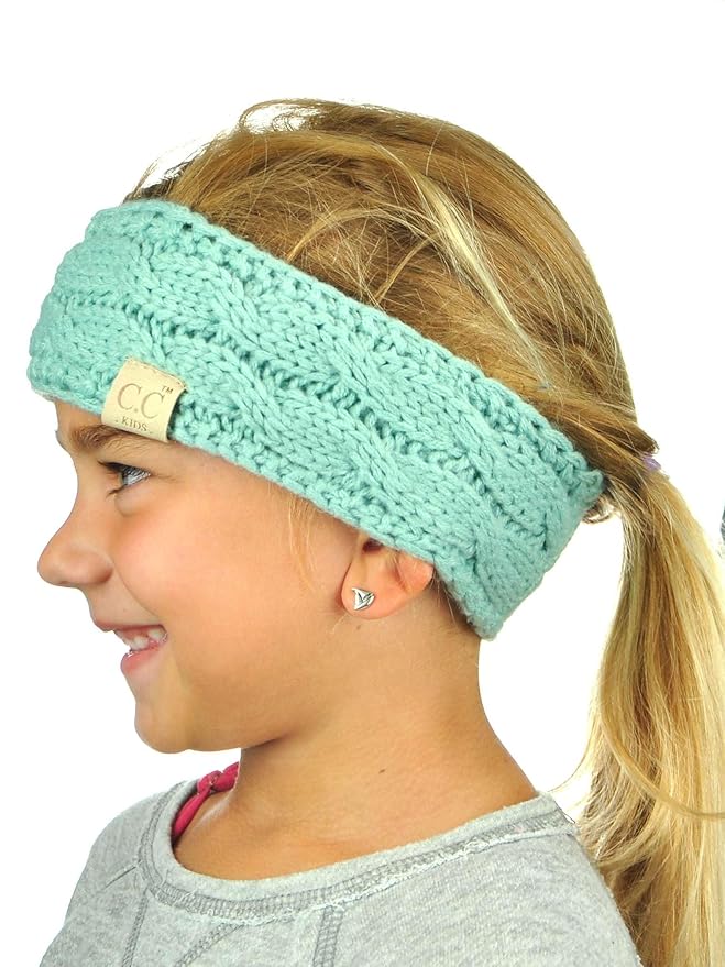 C.C Children's Kids' Winter Warm Cable Knit Fuzzy Lined Ear Warmer Headband